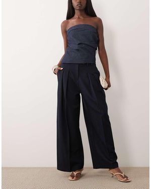 River Island Denim Look Wide Leg Trousers - Blue