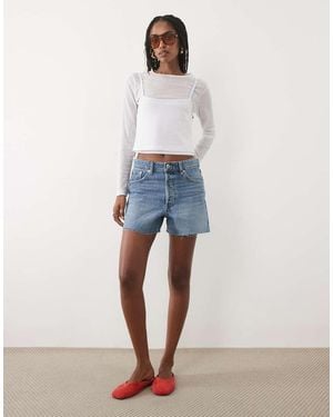 Mango Pantaloncini Di Jeans - Blu