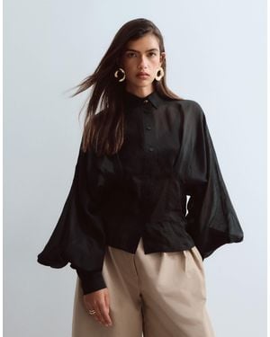 ARRANGE Premium Sculpted Organza Shirt - Black