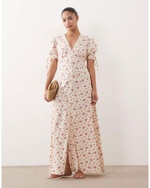 Miss Selfridge Button Through Maxi Tea Dress - Natural