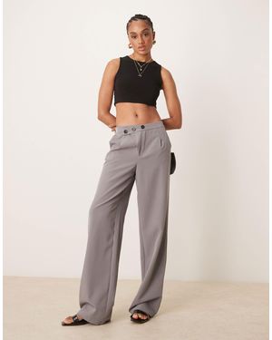 JDY Tall Asymmetric Button Wide Leg Pants - Natural