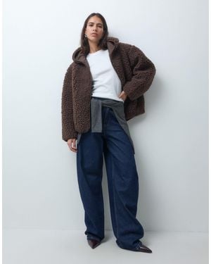 ASOS Kapuzenpullover aus hochflorigem borg - Blau