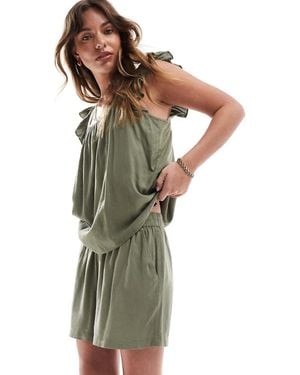 Pieces Linen Touch Short Co-ord - Green