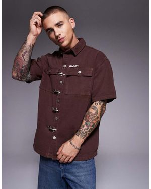 Liquor N Poker Camisa Vaquera De Sarga Gruesa De - Morado