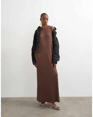 TOPSHOP Drop Armhole Rib Maxi Dress - Brown