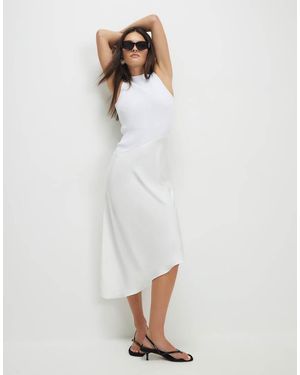 River Island Satin Hybrid Midi Dress - White