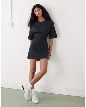 Monki Structured Cinched Waist T-shirt Mini Dress - Black