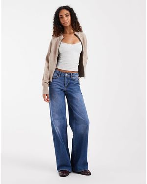 Vero Moda Sandie Mid Rise Wide Leg Stretch Jeans - Blue