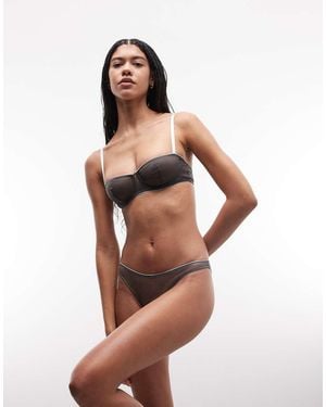 ASOS Braguitas Brasileñas Grises Transparentes Con Ribete En Contraste De Malla Emilia De