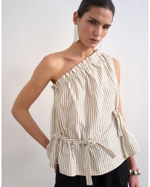 TOPSHOP One Shoulder Woven Top - Natural