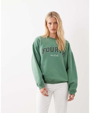 4th & Reckless Sweatshirt Van Katoenen Borg Met Logo - Groen