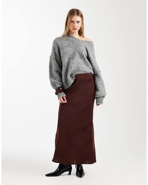 ASOS Satin Bias Maxi Skirt - Brown