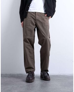 TOPMAN Ripstop Taper Leg Trouser With Seam Detail - White