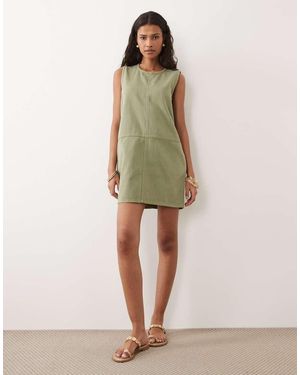 Threadbare Mouwloze Denim Mini Jurk - Groen