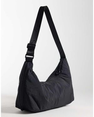 4505 Woven Padded Ruched Side Shoulder Studio Gym Bag - Black