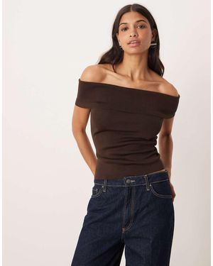 Mango Compact Gebreide Top Met Blote Schouders - Zwart