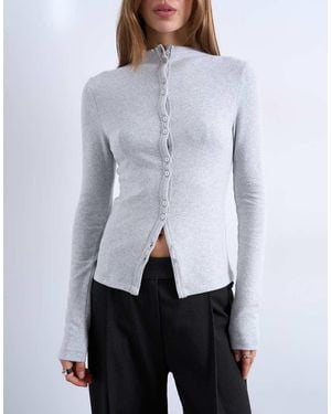 TOPSHOP Cárdigan Gris De Manga Larga Con Botones De - Blanco