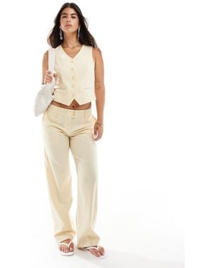 Pimkie Linen Tailored Trousers Co-Ord - Natural
