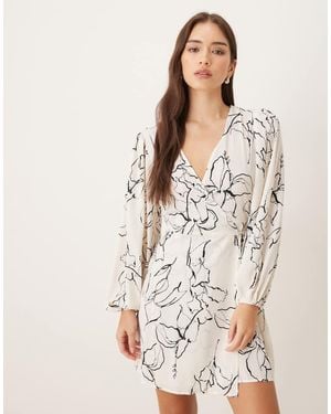 Glamorous V-Neck Mini Dress - Natural