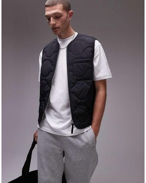 ARKET Quilted Gilet With Zip Front - Grey