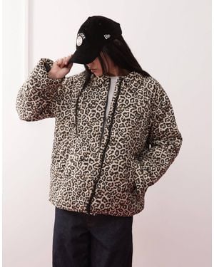 Noisy May – steppjacke mit leopardenmuster und reißverschluss - Braun