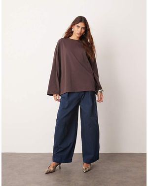 ARRANGE Remi Casual Twill Barrel Trousers - Blue