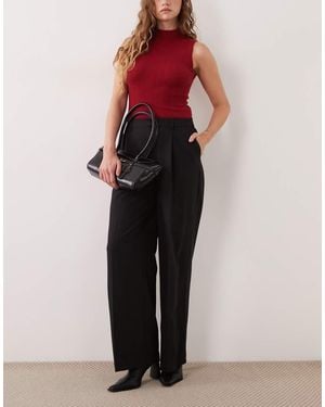 Gina Tricot Wide Leg Pleated Trouser - Black