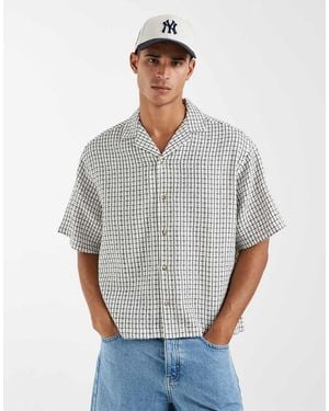 ASOS Recht Oversized Geruit Overhemd Met Reverskraag En Textuur - Grijs