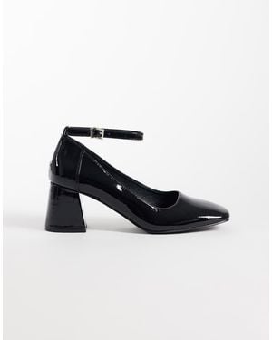London Rebel Hettie Mid Block Heeled Shoes - White