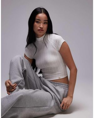 Calvin Klein High Neck Rib Top - Grey