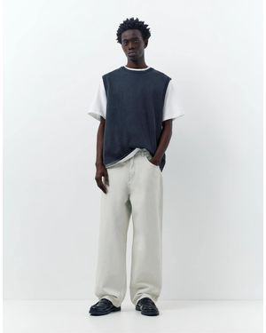 Pull&Bear – weite relaxed-fit-jeans - Blau