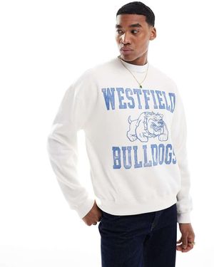 Hollister Sudadera Blanca De Corte Cuadrado Con Estampado Universitario De - Blanco