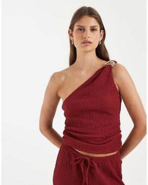 ONLY Asymetric Crinkled Textu Top - Red