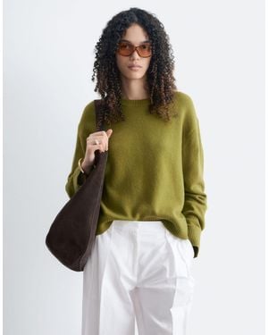 & Other Stories Pullover mit rundhalsausschnitt aus woll- und baumwollmix - Grün