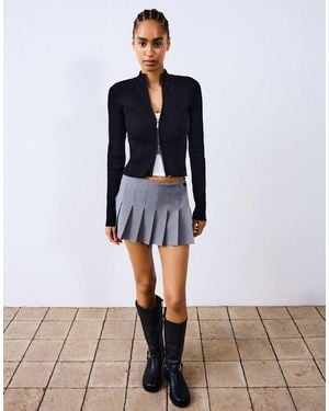 Bershka Box Pleat Mini Skirt - White