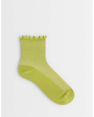 TOPSHOP Geribbelde Sokken Met Ruches - Groen
