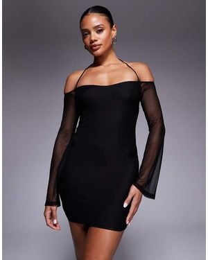 Princess Polly Acosta Mesh Sleeve Bodycon Mini Dress - Black