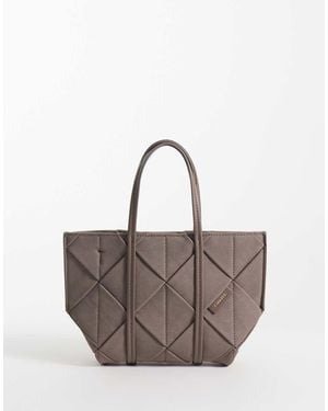 Calvin Klein Woven Suede Mini Tote Bag With Crossbody Strap - Natural
