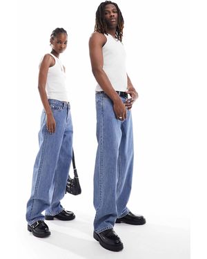 Weekday Galaxy - jean droit ample unisexe style années 90 - Bleu