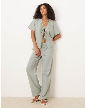 Jdy Seersucker Pants Co-ord - Green