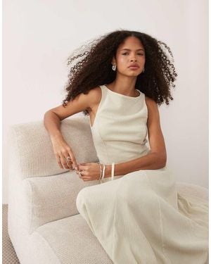 ASOS Textured Sleeveless Maxi Dress With Full Skirt - Brown