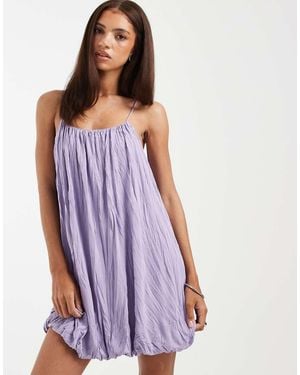 ASOS Crinkle Bubble Hem Mini Dress - Purple