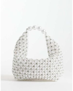 ASOS Bolso Clutch Con Perlas De - Blanco