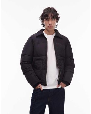 Wrangler Chaqueta Acolchada Corta Negra Con Solapas De - Azul