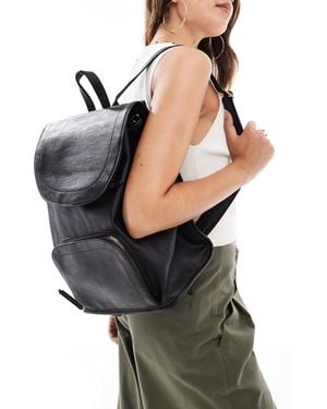 ASOS Soft Backpack With Zip Front Pocket - Black