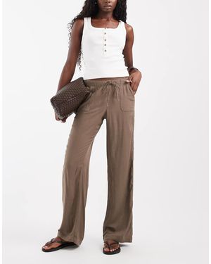 Hollister Pantaloni A Fondo Ampio A Vita Bassa Marroni - Marrone