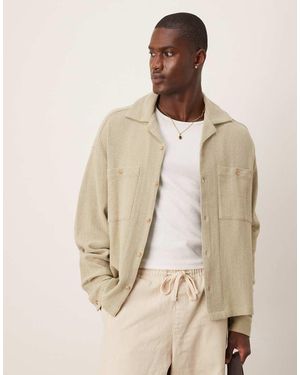 ASOS Boxy Oversized Textured Shirt - Natural