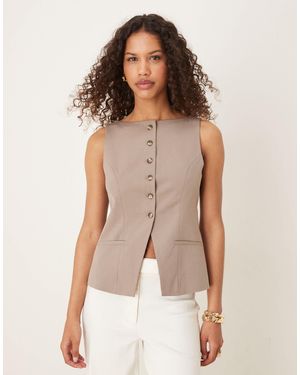 Gina Tricot Tailored Boatneck Vest - Natural
