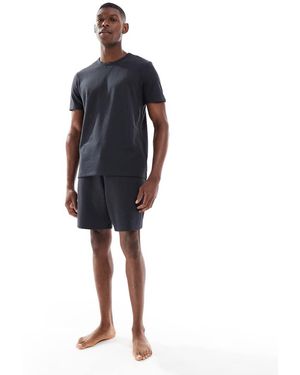 New Look Pantalones Cortos De Pijama Gris Oscuro De Punto Gofrado De (Parte De Un Conjunto) - Azul