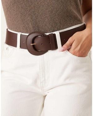 ASOS Cinturón Para Cintura Y Cadera Ancho De Cuero Con Hebilla Revestida De - Neutro